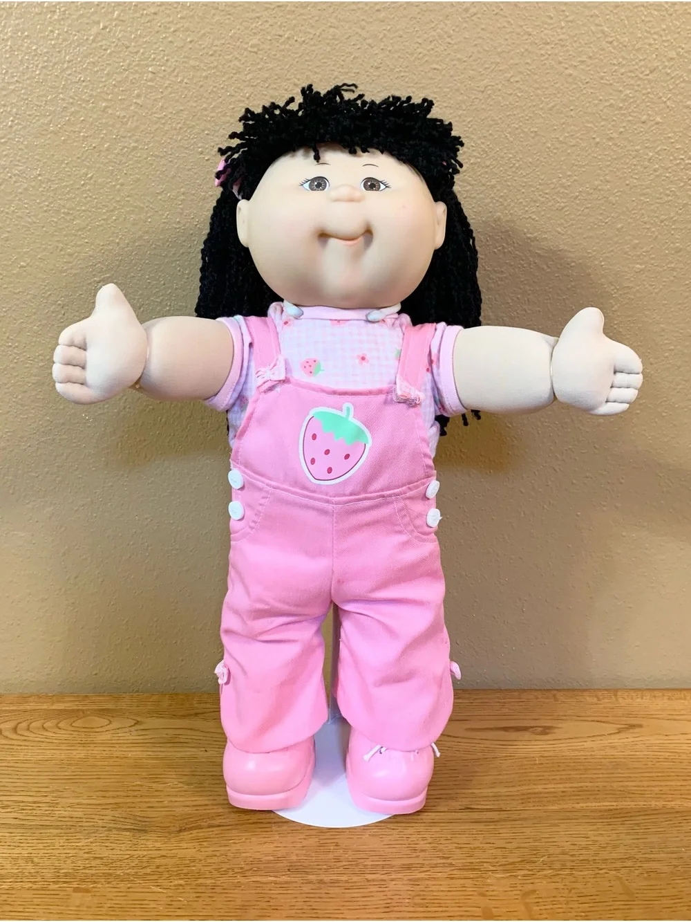 Vintage Cabbage Patch Kids Play Along Doll Asian Girl In Strawberry Overalls